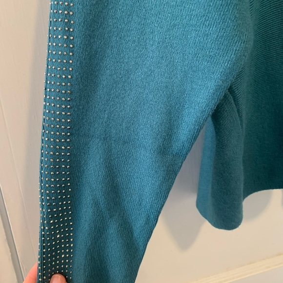 Liv Milano | Turquoise sweater with gemstones size large - Picture 4 of 7